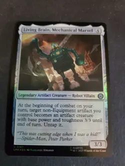 NM Foil Living Brain, Mechanical Marvel, MTG, Marvel's Spider-Man, Magic, 167 - Image 1