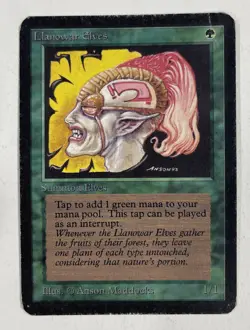 Llanowar Elves Alpha HP Heavy Play MTG Magic The Gathering - Image 1