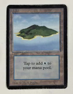 Island (Blue) Alpha HP Heavy Play MTG Magic The Gathering A - Image 1