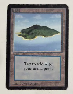 Island (Blue) Alpha HP Heavy Play MTG Magic The Gathering C - Image 1