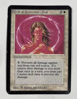 Circle Of Protection: Red Alpha MP Moderate Play MTG Magic The Gathering D - Image 1