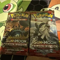 Pokemon Sun & Moon Crimson Invasion Booster Pack TCG Factory Sealed 2 Packs 820650802492 - Image 1