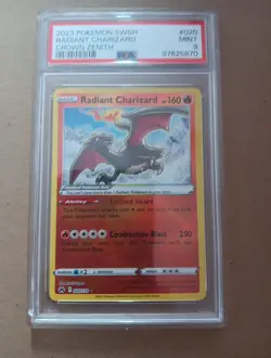 PSA 9 Mint Radiant Charizard 020 / 159 Crown Zenith Shiny Holo TCG Rare Pokemon - Image 1