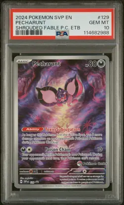 2024 POKEMON SHROUDED FABLE POKEMON CENTER ETB PROMO SVP #129 PECHARUNT PSA 10 - Image 1