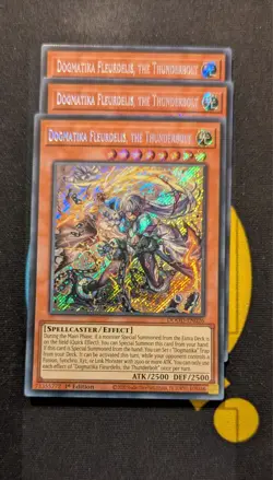 DOOD-EN026 Dogmatika Fleurdelis, the Thunderbolt x3 Secret Rare YuGiOh Playset - Image 1