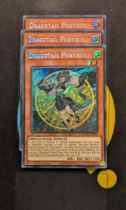 DOOD-EN023 Dracotail Phryxul x3 Secret Rare 1st Ed YuGiOh Playset - Image 1