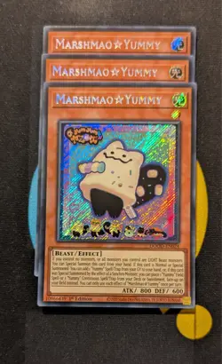 DOOD-EN024 Marshmao☆Yummy x3 Secret Rare 1st Edition YuGiOh Playset - Image 1
