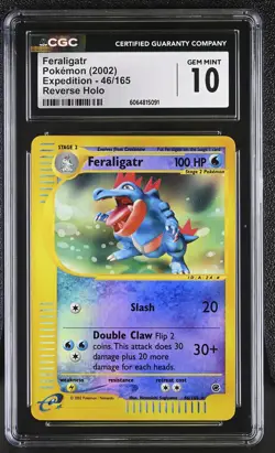 CGC 10 GEM MINT Feraligatr 2002 Expedition 46/165 Reverse Holo Pokemon Card - Image 1