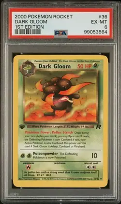 TCG 1999 Pokemon TEAM ROCKET Non-Holo 1ST Edition Card DARK GLOOM # 36 PSA 6 - Image 1