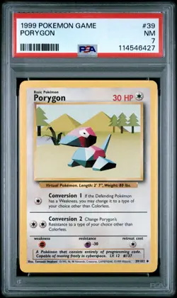 1999 POKEMON GAME #39 PORYGON PSA NM 7 - Image 1