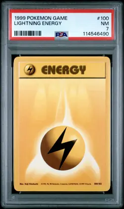 1999 POKEMON GAME #100 LIGHTNING ENERGY PSA NM 7 - Image 1