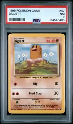 1999 POKEMON GAME #47 DIGLETT PSA NM 7 - Image 1