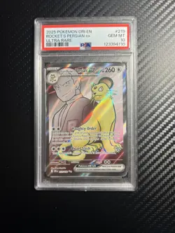 2025 POKEMON DRI EN-DESTINED RIVALS ULTRA RARE TEAM ROCKET'S PERSIAN EX PSA 10 - Image 1