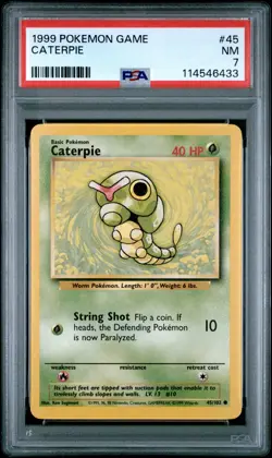 1999 POKEMON GAME #45 CATERPIE PSA NM 7 - Image 1