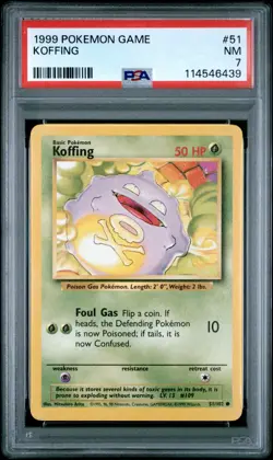 1999 POKEMON GAME #51 KOFFING PSA NM 7 - Image 1