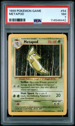 1999 POKEMON GAME #54 METAPOD PSA NM 7 - Image 1