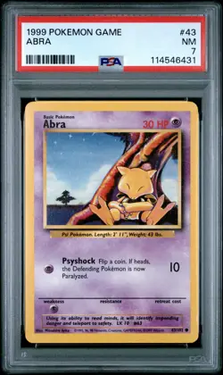 1999 POKEMON GAME #43 ABRA PSA NM 7 - Image 1