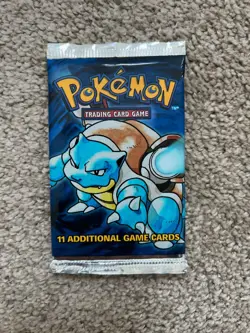Pokemon Base Set Booster Pack Unlimited Blastoise Art WOTC TCG Vintage Sealed - Image 1