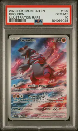 2023 POKEMON PAR EN-PARADOX RIFT ILLUSTRATION RARE #199 GROUDON PSA 10 - Image 1
