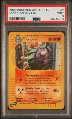 2003 Pokemon Aquapolis Donphan Reverse Holo Foil 7/147 PSA 9 - Image 1