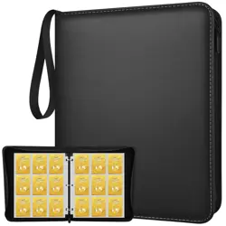 9 Pockets Trading Card Binder with 900 Double-Sided Pockets, PU Zipper Top Lo... - Image 1