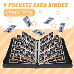 9 Pockets Trading Card Binder with 900 Double-Sided Pockets, PU Zipper Top Lo... - Image 3