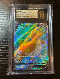 CGC 10 Pristine Dragonite V 078/071 SR Pokemon Go s10b Pokemon Card - Image 1