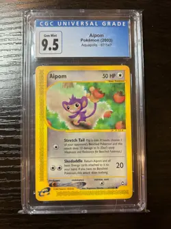 Pokemon Card Aipom CGC 9.5 Gem Mint, e-Reader Aquapolis 67/147, 2003 - Image 1