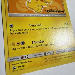 Ash’s Pikachu SM110 Ultra Rare Non Holo Exclusive Promo Pokemon Card - Image 3
