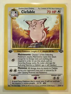 Vintage 1999 Clefable 17/64 Jungle Rare 1st Edition MP English Pokemon TCG Card - Image 1