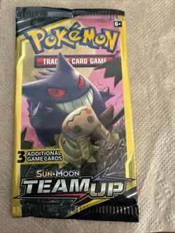 Pokemon Team Up Booster Pack (3 Card Mini Pack) - Sealed - Gengar Mimikyu Art - Image 1