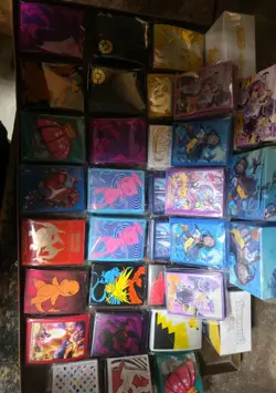 Pokemon Trading Card Sleeves RARER LOT- 29 Sealed Packs & 8 Deck Boxes - Image 1