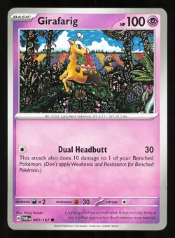 Girafarig 083/167 Regular Near Mint Pokemon TCG S&V Twilight Masquerade TWM - Image 1