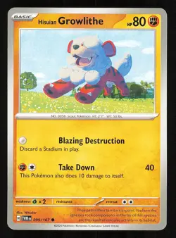 Hisuian Growlithe 099/167 Regular Near Mint Pokemon Twilight Masquerade TWM - Image 1