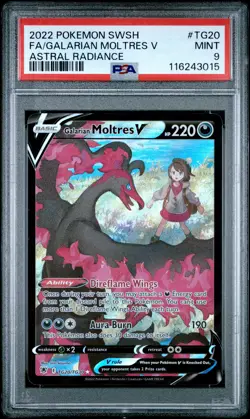 2022 POKEMON SWORD & SHIELD ASTRAL RADIANCE FULL ART/GALARIAN MOLTRES V PSA 9 - Image 1