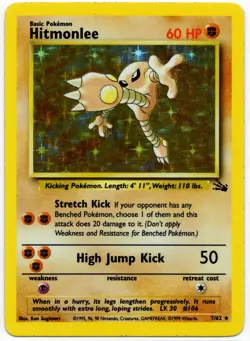 Pokemon - Fossil Unlimited Holo Rare Hitmonlee 7/62 - LP+ - Image 1