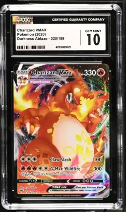 CGC 10 CHARIZARD VMAX 020 DARKNESS ABLAZE SWORD SHIELD POKEMON GEM MINT - Image 1