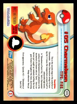 Pokemon Topps TV Animation Edition #05 Charmeleon Blue Logo Card - Image 2