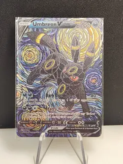 Umbreon CUSTOM Stained Glass Holo Van Gogh Shiny Pokemon Card For Display Only - Image 3