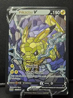 Pikachu CUSTOM Stained Glass Holo Van Gogh Shiny Card For Display Only - Image 1