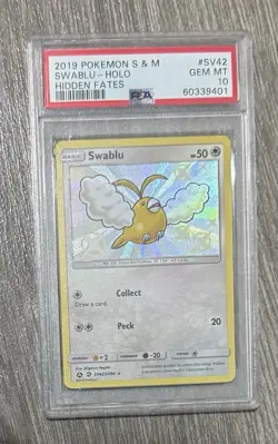 Pokemon Card 2019 PSA 10 SWABLU Rare Holo SV42/SV94 Sun & Moon Hidden Fates - Image 1
