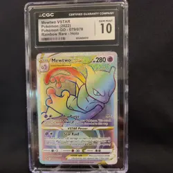 Pokemon Mewtwo VSTAR Rainbow Secret Rare Card 079/078 Pokemon Go CGC 10 Gem Mint - Image 1
