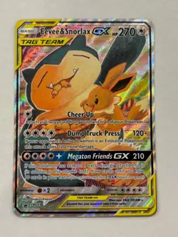Eevee & Snorlax GX SM169 Sm Holo Black Star Promo Tag team + 10 assorted cards - Image 1