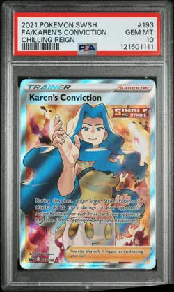 2021 Pokemon Sword & Shield Chilling Reign Karen's Conviction PSA 10 - Image 1
