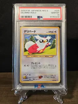 PSA 10 - 2000 Neo 3 Delibird Holo 225 Pokemon Japanese Vintage WOTC Gem Mint - Image 1