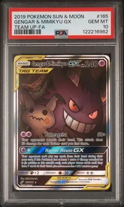 Gengar & Mimikyu GX 2019 Pokemon Sun & Moon Team Up FA 165/181 PSA 10 GEM MINT - Image 1