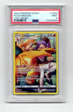 2022 Pokemon SWSH Full Art Charizard Trainer Gallery Lost Origin TG03/TG30 PSA 9 - Image 1