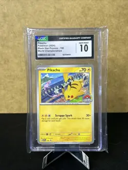 2024 POKEMON BLACK STAR PROMOS - WORLD CHAMPIONSHIPS PIKACHU CGC 10 GEM MINT - Image 1