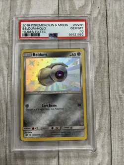 PSA 10 2019 Pokemon Sun & Moon Beldum-Holo Hidden Fates #SV30 - Image 1
