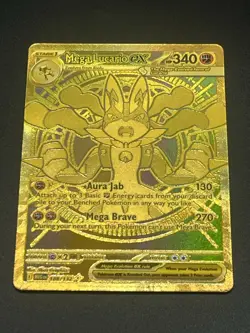 Pokemon Mega Lucario EX Gold Ultra Secret Rare Holo English Gold Lucario - Image 3